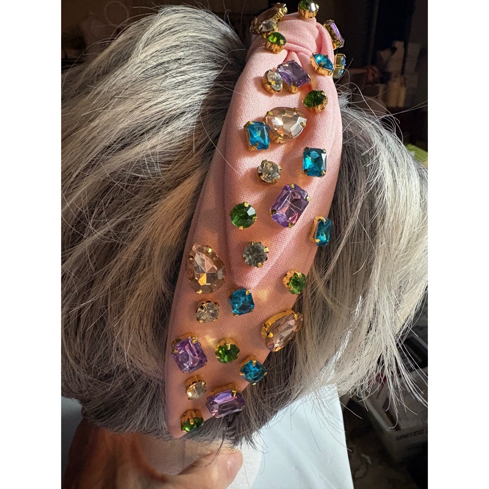 Pink Knotted‎ Jeweled Headband Multi Color Rhinestone Crystal Statement